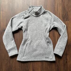 Cabela’s Heathered Gray Button Collar Fleece Pullover Women’s Size M